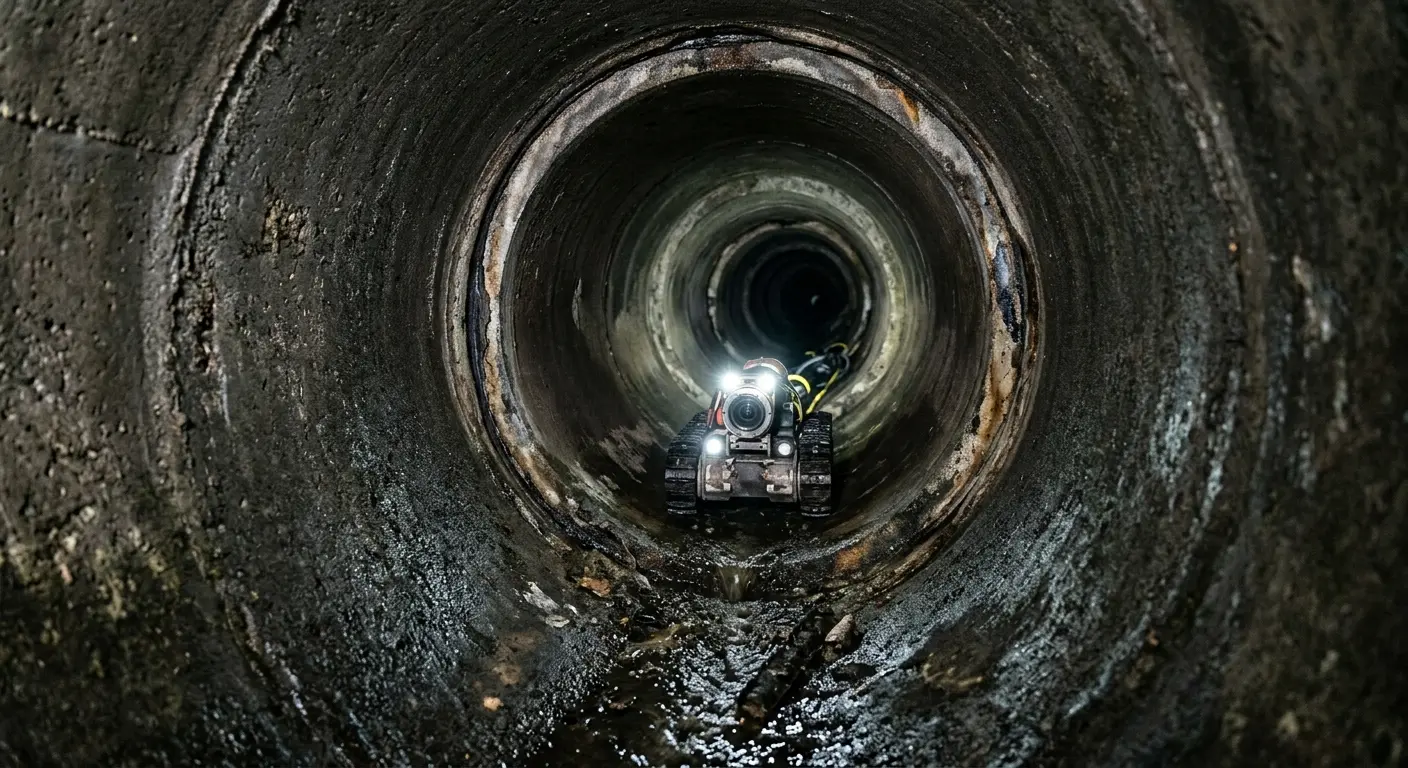 Robotic sewer camera inspecting pipe interior for Sewer Line Cleaning in Middlesborough